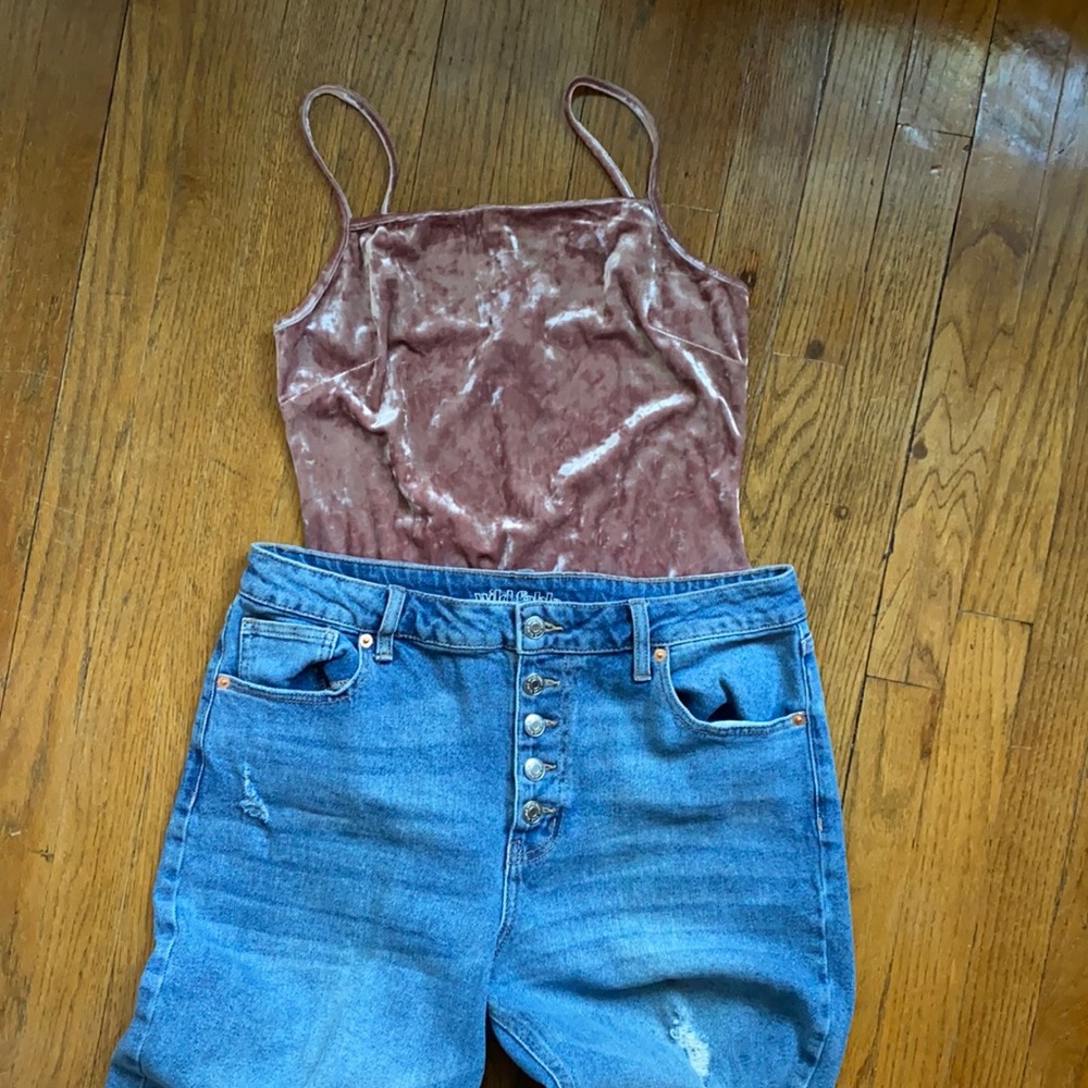 Velvet square neck bodysuit